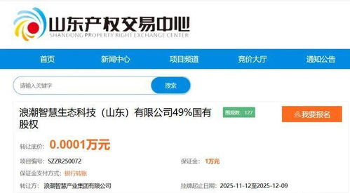 底價1元轉讓 浪潮智慧產(chǎn)業(yè)子公司49%國有股權，聚焦人工智能應用軟件開發(fā)